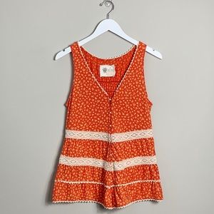 Anthropologie Button Down Smock Tank Orange